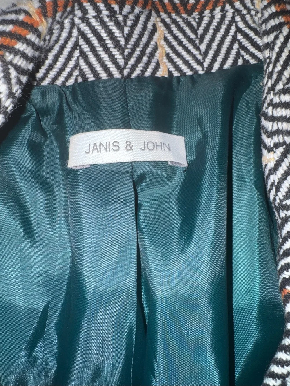 JANIS & JOHN herringbone plaid pattern blazer